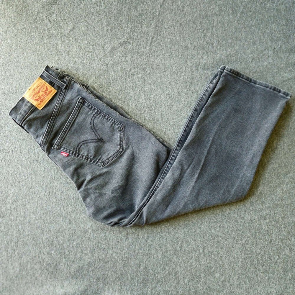Levis Ribcage Straight Ankle Jeans Womens 29 Washed Black High Rise Button Fly